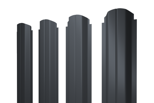 Штакетник П-образный А фигурный 0,4 PE-Double RAL 7024 мокрый асфальт