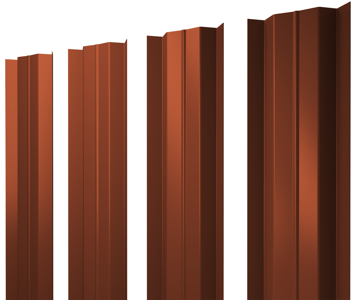 Штакетник М-образный В с прямым резом 0.45 PE RAL 8004 терракота