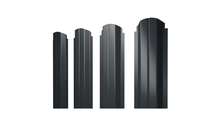 Штакетник П-образный А фигурный 0,5 Rooftop Бархат RAL 7016 антрацитово-серый